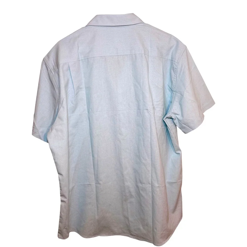 COOFANDY Men's Short Sleeve Button Down Shirt Light Blue Linen Blend‎ XXLarge